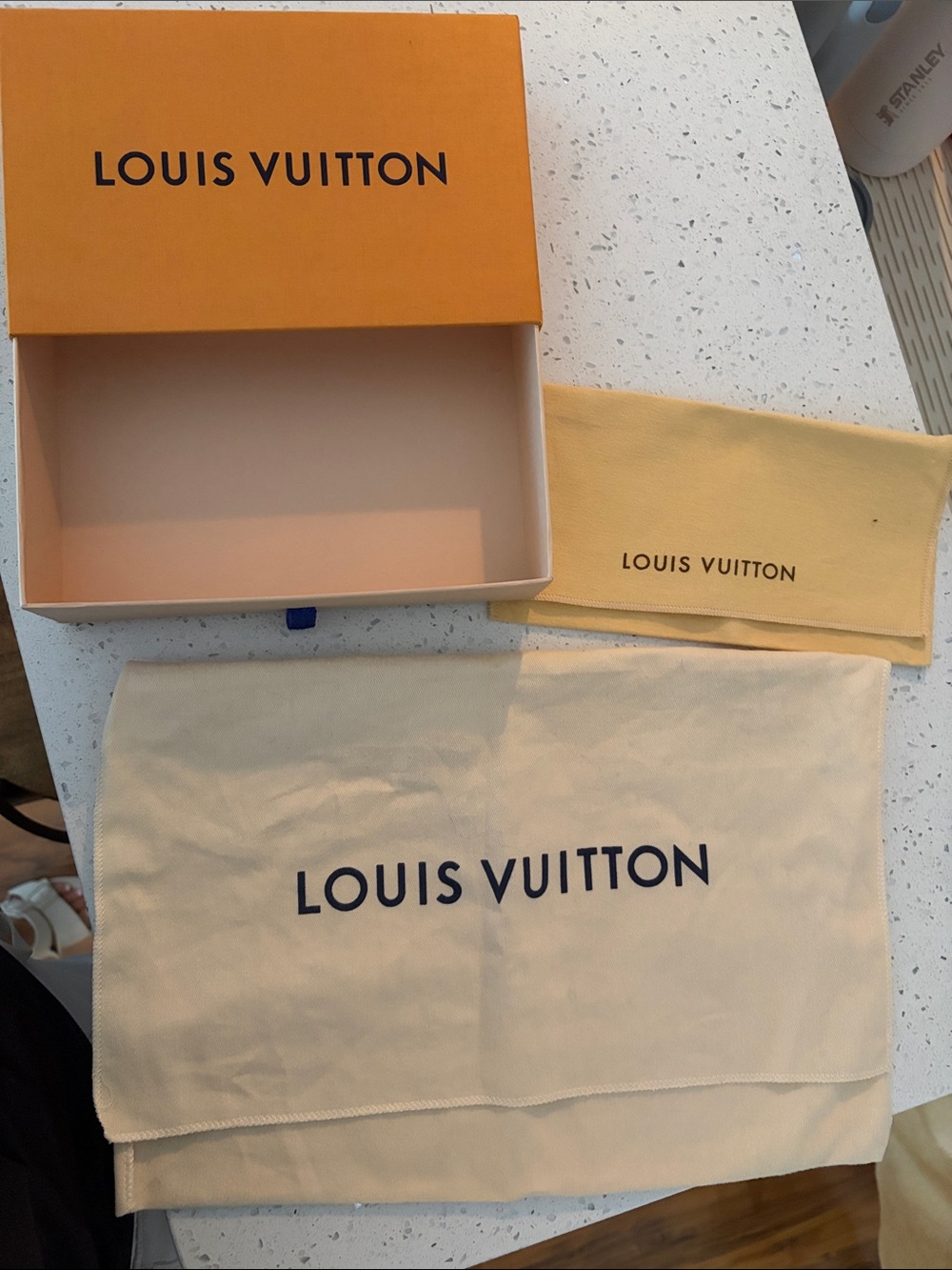 Louis Vuitton Orange Box with Beige and Yellow Dust Bags